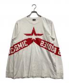 DIESELディーゼル）の古着「プリントロングスリーブカットソー」｜レッド×ホワイト