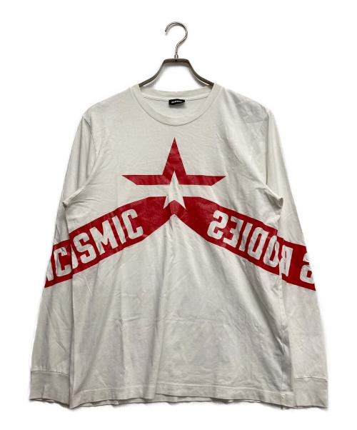 DIESEL（ディーゼル）DIESEL (ディーゼル) プリントロングスリーブカットソー レッド×ホワイト サイズ:Mの古着・服飾アイテム