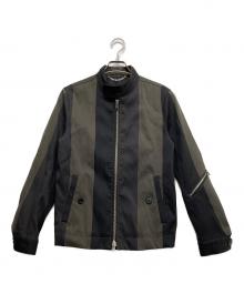 DIESEL Black Gold（ディーゼル ブラック ゴールド）の古着「バイカラージップアップジャケット」｜オリーブ×ブラック
