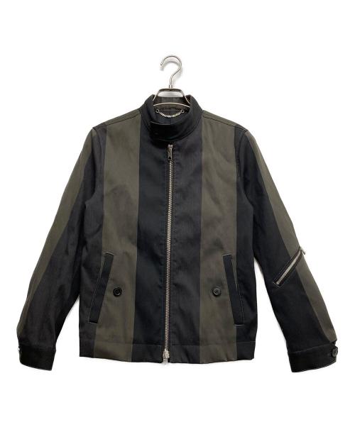 DIESEL Black Gold（ディーゼル ブラック ゴールド）DIESEL BLACK GOLD (ディーゼル ブラック ゴールド) バイカラージップアップジャケット オリーブ×ブラック サイズ:44の古着・服飾アイテム
