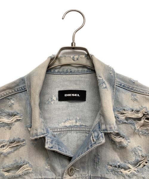 DIESEL（ディーゼル）DIESEL (ディーゼル) ダメージデニムジャケット ネイビー サイズ:Sの古着・服飾アイテム