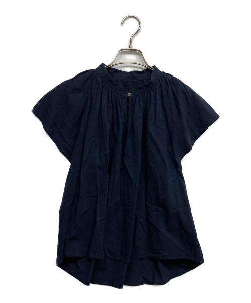 MACPHEE（マカフィー）MACPHEE (マカフィー) コットンローン ネックギャザーブラウス ネイビー サイズ:36の古着・服飾アイテム