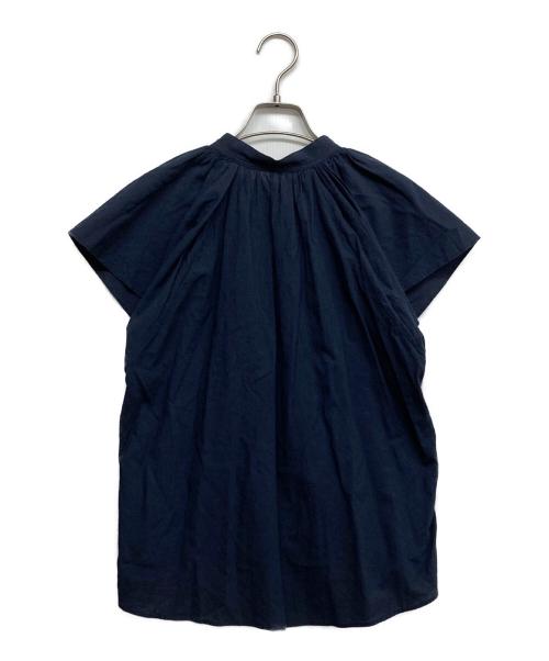 MACPHEE（マカフィー）MACPHEE (マカフィー) コットンローン ネックギャザーブラウス ネイビー サイズ:36の古着・服飾アイテム