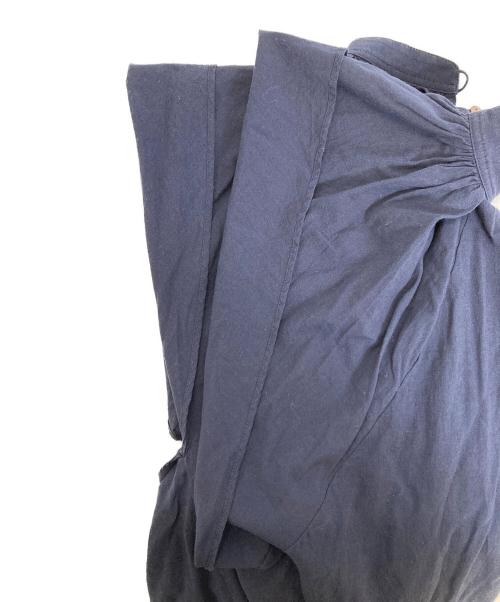MACPHEE（マカフィー）MACPHEE (マカフィー) コットンローン ネックギャザーブラウス ネイビー サイズ:36の古着・服飾アイテム