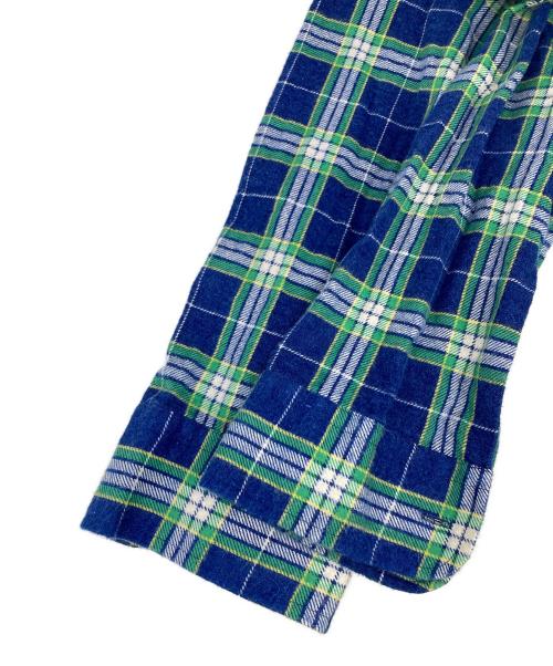 VAN HEUSEN（ヴァンヒューセン/バンヒューゼン）VAN HEUSEN (ヴァンヒューセン/バンヒューゼン) ワイドコットンネルシャツ グリーン×ブルー サイズ:XLの古着・服飾アイテム