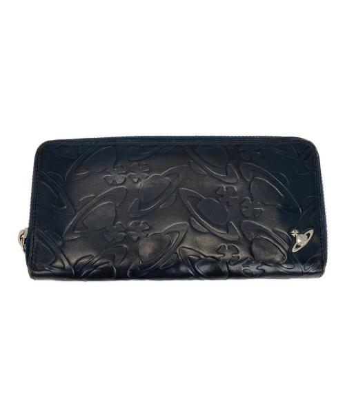 Vivienne Westwood（ヴィヴィアンウエストウッド）Vivienne Westwood (ヴィヴィアンウエストウッド) エンボスラウンドジップウォレット ブラックの古着・服飾アイテム