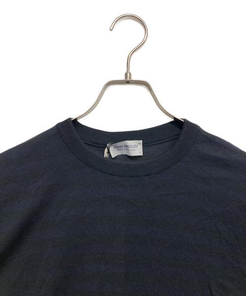 JOHN SMEDLEY（ジョンスメドレー）JOHN SMEDLEY (ジョンスメドレー) ボーダー クルーネック ニットtシャツ ネイビー サイズ:L 未使用品の古着・服飾アイテム