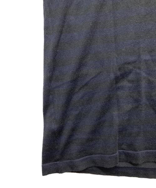 JOHN SMEDLEY（ジョンスメドレー）JOHN SMEDLEY (ジョンスメドレー) ボーダー クルーネック ニットtシャツ ネイビー サイズ:L 未使用品の古着・服飾アイテム