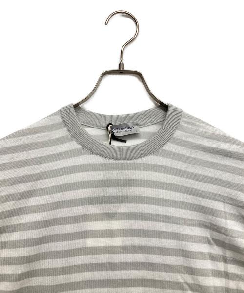 JOHN SMEDLEY（ジョンスメドレー）JOHN SMEDLEY (ジョンスメドレー) ボーダー クルーネック ニットtシャツ ホワイト サイズ:L 未使用品の古着・服飾アイテム