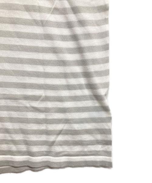 JOHN SMEDLEY（ジョンスメドレー）JOHN SMEDLEY (ジョンスメドレー) ボーダー クルーネック ニットtシャツ ホワイト サイズ:L 未使用品の古着・服飾アイテム
