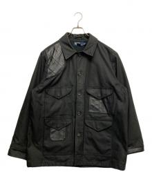 POLO RALPH LAUREN（ポロ・ラルフローレン）の古着「レザー切り替えオイルドハンティングジャケット」｜ブラック