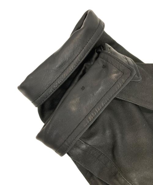 POLO RALPH LAUREN（ポロ・ラルフローレン）POLO RALPH LAUREN (ポロ・ラルフローレン) レザー切り替えオイルドハンティングジャケット ブラック サイズ:Lの古着・服飾アイテム