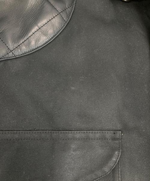 POLO RALPH LAUREN（ポロ・ラルフローレン）POLO RALPH LAUREN (ポロ・ラルフローレン) レザー切り替えオイルドハンティングジャケット ブラック サイズ:Lの古着・服飾アイテム