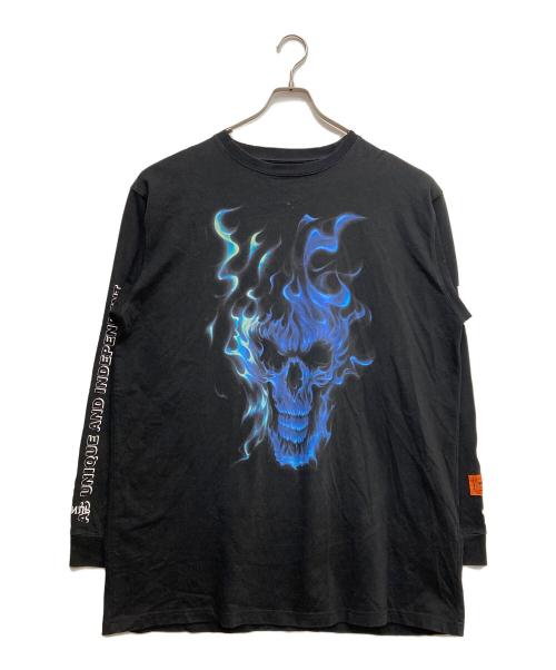 HERON PRESTON（ヘロンプレストン）HERON PRESTON (ヘロンプレストン) プリントカットソー ブラック サイズ:Lの古着・服飾アイテム