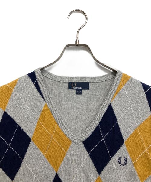 FRED PERRY（フレッドペリー）FRED PERRY (フレッドペリー) アーガイルニット グレー サイズ:Lの古着・服飾アイテム