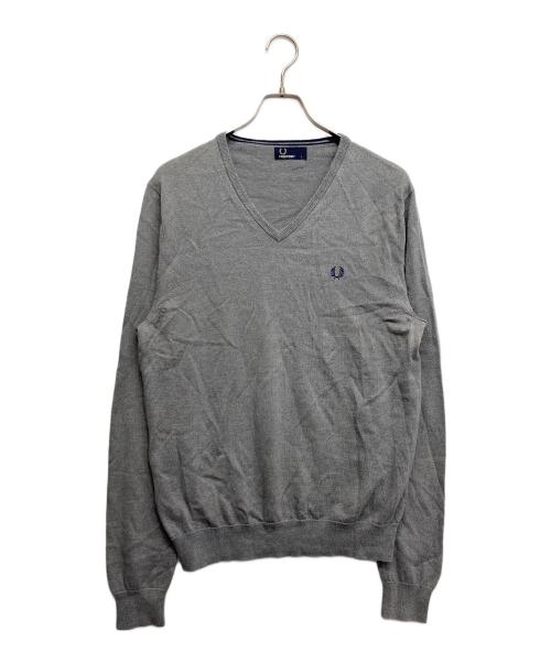 FRED PERRY（フレッドペリー）FRED PERRY (フレッドペリー) Vネックニット グレー サイズ:Lの古着・服飾アイテム