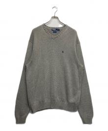 POLO RALPH LAUREN（ポロ・ラルフローレン）の古着「コットンVネックニット」｜グレー