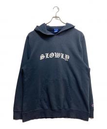 Champion（チャンピオン）の古着「プリントパーカー」｜ホワイト×ブラック