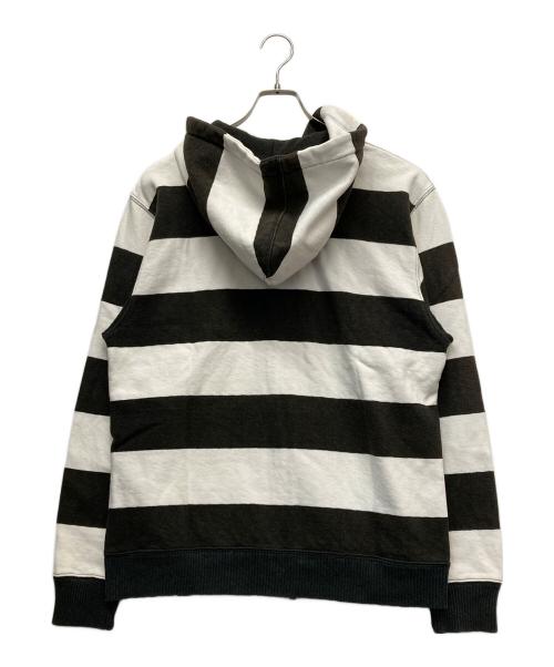 stussy（ステューシー）stussy (ステューシー) ボーダーパーカー ブラック×アイボリー サイズ:Lの古着・服飾アイテム