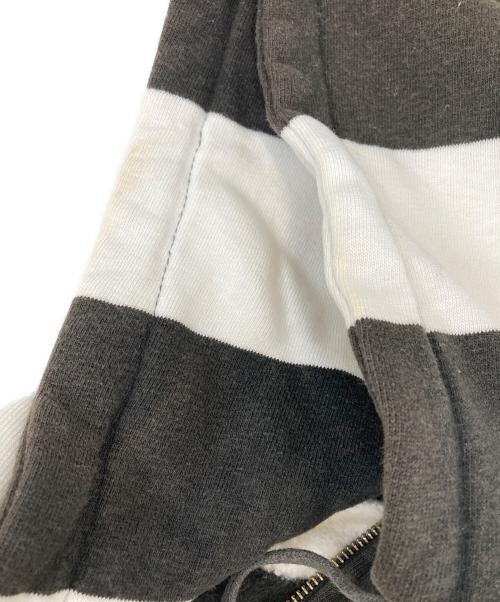 stussy（ステューシー）stussy (ステューシー) ボーダーパーカー ブラック×アイボリー サイズ:Lの古着・服飾アイテム