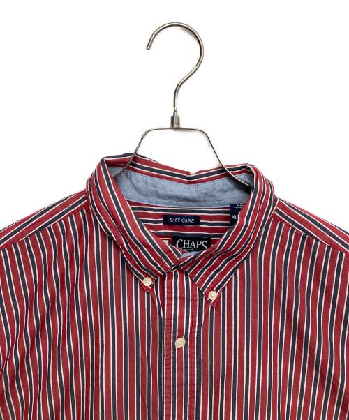 CHAPS RALPH LAUREN（チャップス ラルフローレン）CHAPS RALPH LAUREN (チャップス ラルフローレン) ストライプ半袖シャツ レッド サイズ:XLの古着・服飾アイテム