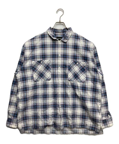 BEAMS（ビームス）BEAMS (ビームス) プリント チェック イージー シャツ ブルー サイズ:Mの古着・服飾アイテム