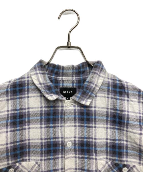 BEAMS（ビームス）BEAMS (ビームス) プリント チェック イージー シャツ ブルー サイズ:Mの古着・服飾アイテム