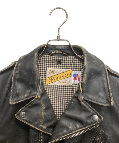 Schott（ショット）Schott (ショット) VINTAGE RIDERS  ダブルライダースジャケット ブラック サイズ:Sの古着・服飾アイテム