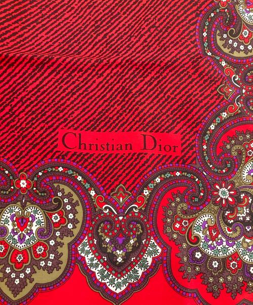 Christian Dior（クリスチャン ディオール）Christian Dior (クリスチャン ディオール) 総柄スカーフ レッドの古着・服飾アイテム