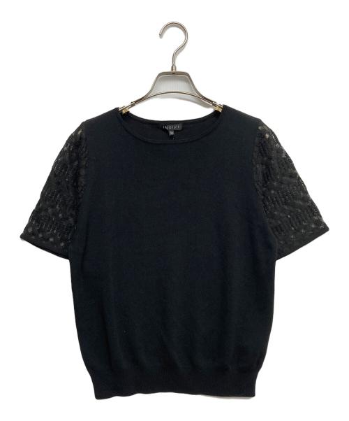 INDIVI（インディヴィ）INDIVI (インディヴィ) 切り替えブラウス ブラック サイズ:38 未使用品の古着・服飾アイテム