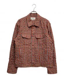 UNIFORM BRIDGE（ユニフォームブリッジ）の古着「シアサッカーシャツジャケット」｜レッド