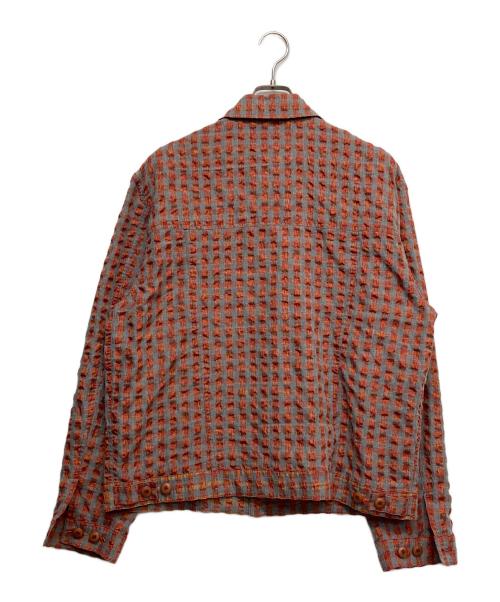 UNIFORM BRIDGE（ユニフォームブリッジ）UNIFORM BRIDGE (ユニフォームブリッジ) シアサッカーシャツジャケット レッド サイズ:Lの古着・服飾アイテム
