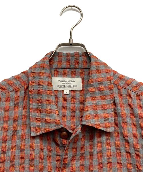 UNIFORM BRIDGE（ユニフォームブリッジ）UNIFORM BRIDGE (ユニフォームブリッジ) シアサッカーシャツジャケット レッド サイズ:Lの古着・服飾アイテム
