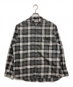 STEVEN ALANスティーブンアラン）の古着「DROP CHECK BAND COLLAR WORK SHIRT」｜ブラック