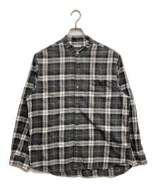 STEVEN ALAN（スティーブンアラン）の古着「DROP CHECK BAND COLLAR WORK SHIRT」｜ブラック