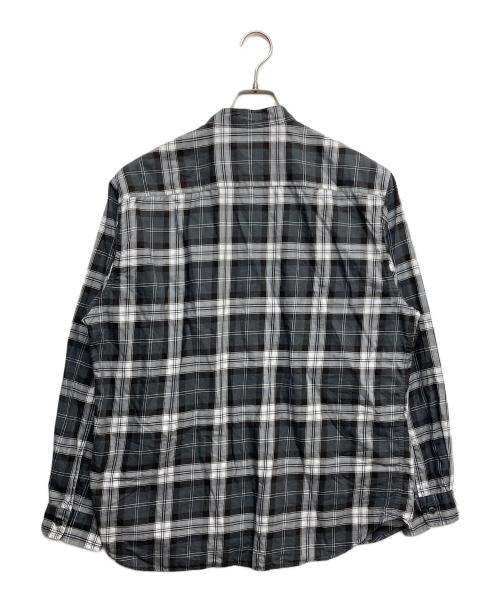 STEVEN ALAN（スティーブンアラン）STEVEN ALAN (スティーブンアラン) DROP CHECK BAND COLLAR WORK SHIRT ブラック サイズ:Mの古着・服飾アイテム