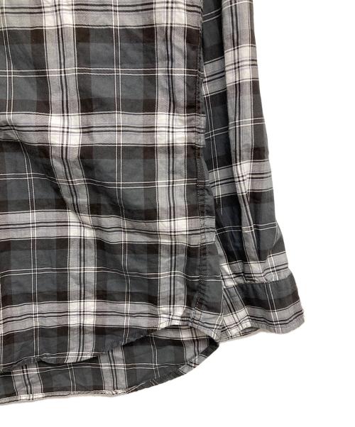 STEVEN ALAN（スティーブンアラン）STEVEN ALAN (スティーブンアラン) DROP CHECK BAND COLLAR WORK SHIRT ブラック サイズ:Mの古着・服飾アイテム