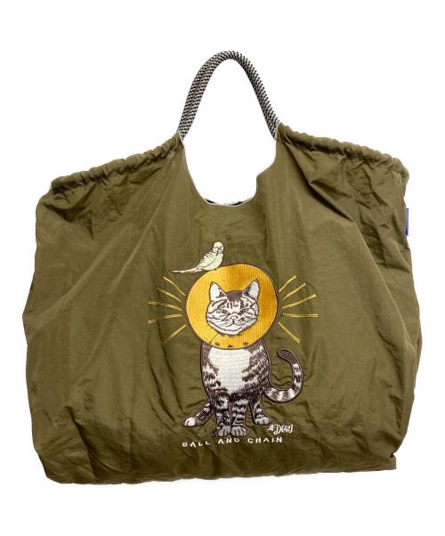 BALL & CHAIN（ボールアンドチェーン）Ball & Chain (ボールアンドチェーン) D-CAT コラボエコバッグ イエロー×オリーブの古着・服飾アイテム