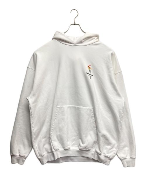 BALENCIAGA（バレンシアガ）BALENCIAGA (バレンシアガ) Embroidery Flame Hoodie ホワイト サイズ:XSの古着・服飾アイテム