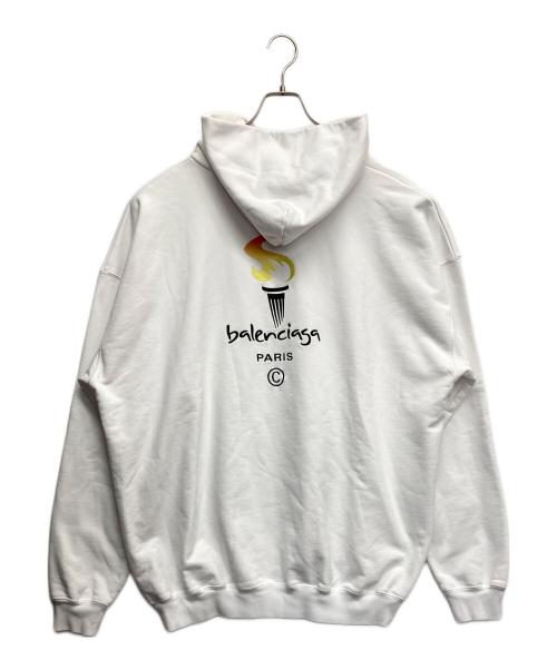 BALENCIAGA（バレンシアガ）BALENCIAGA (バレンシアガ) Embroidery Flame Hoodie ホワイト サイズ:XSの古着・服飾アイテム