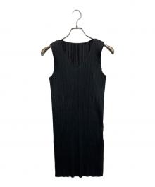 PLEATS PLEASE（プリーツプリーズ）の古着「ノースリーブカットソー」｜ブラック