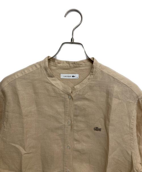 LACOSTE（ラコステ）LACOSTE (ラコステ) リネンスタンドカラーシャツ ベージュ サイズ:36の古着・服飾アイテム
