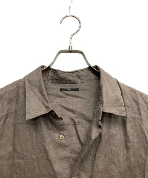 EDIFICE（エディフィス）EDIFICE (エディフィス) シアー リネン レギュラーカラーシャツ ブラウン サイズ:Lの古着・服飾アイテム