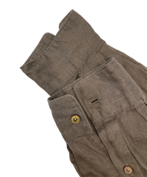 EDIFICE（エディフィス）EDIFICE (エディフィス) シアー リネン レギュラーカラーシャツ ブラウン サイズ:Lの古着・服飾アイテム