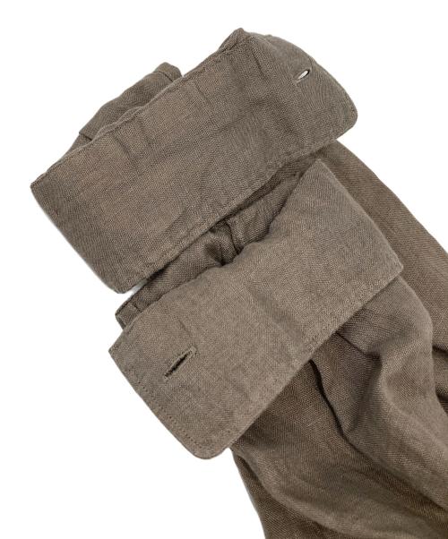 EDIFICE（エディフィス）EDIFICE (エディフィス) シアー リネン レギュラーカラーシャツ ブラウン サイズ:Lの古着・服飾アイテム