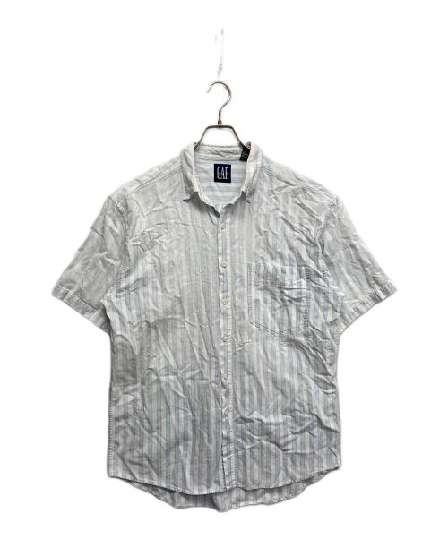 OLDGAP（オールドギャップ）OLDGAP (オールドギャップ) 半袖ボーダーシャツ ブルー×ホワイト サイズ:Lの古着・服飾アイテム