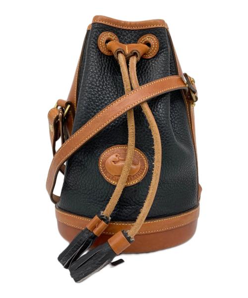 DOONEY&BOURKE（ドゥーニーアンドバーク）DOONEY&BOURKE (ドゥーニーアンドバーク) レザー巾着バッグ ブラック×ブラウンの古着・服飾アイテム