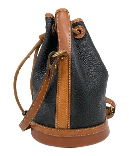 DOONEY&BOURKE（ドゥーニーアンドバーク）DOONEY&BOURKE (ドゥーニーアンドバーク) レザー巾着バッグ ブラック×ブラウンの古着・服飾アイテム