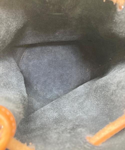 DOONEY&BOURKE（ドゥーニーアンドバーク）DOONEY&BOURKE (ドゥーニーアンドバーク) レザー巾着バッグ ブラック×ブラウンの古着・服飾アイテム