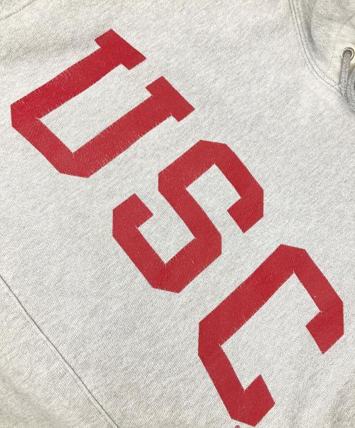 Champion（チャンピオン）Champion (チャンピオン) プリントリバースウィーブパーカー エンジ×ライトグレー サイズ:Lの古着・服飾アイテム